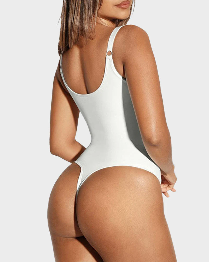 V Neck Tummy Control Thong Bodysuit Shapewear - Image 4