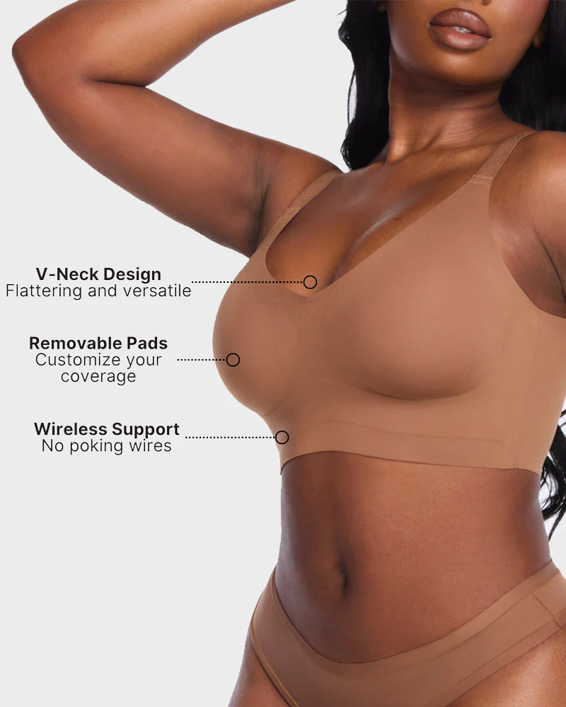 Wireless V-Neck Back & Side Smoothing Bra - Image 15