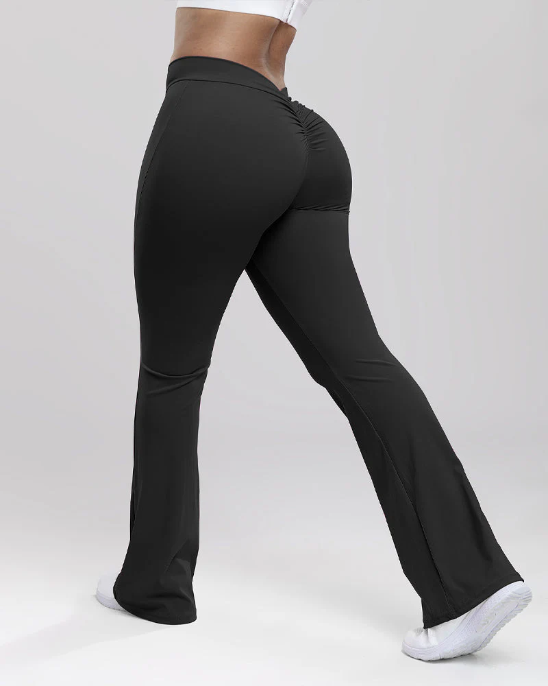 Women's Deep V Back Fitness Legging Squat Proof Flared Yoga Pants - Image 8