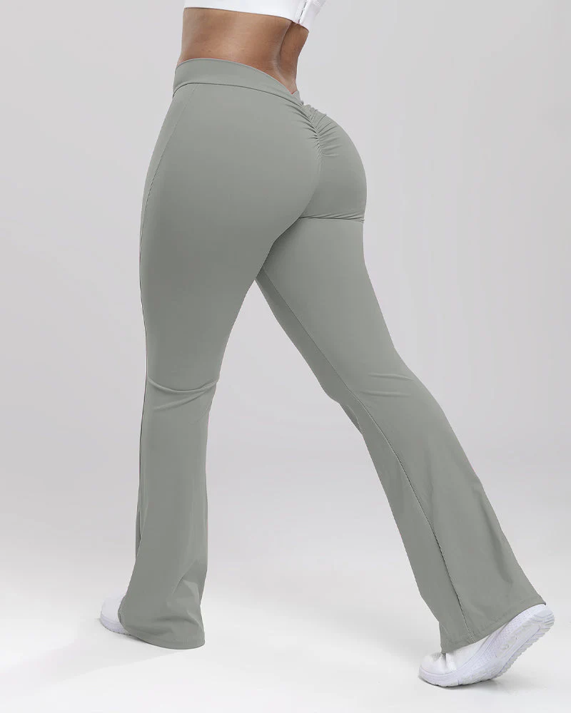 Women's Deep V Back Fitness Legging Squat Proof Flared Yoga Pants - Image 9