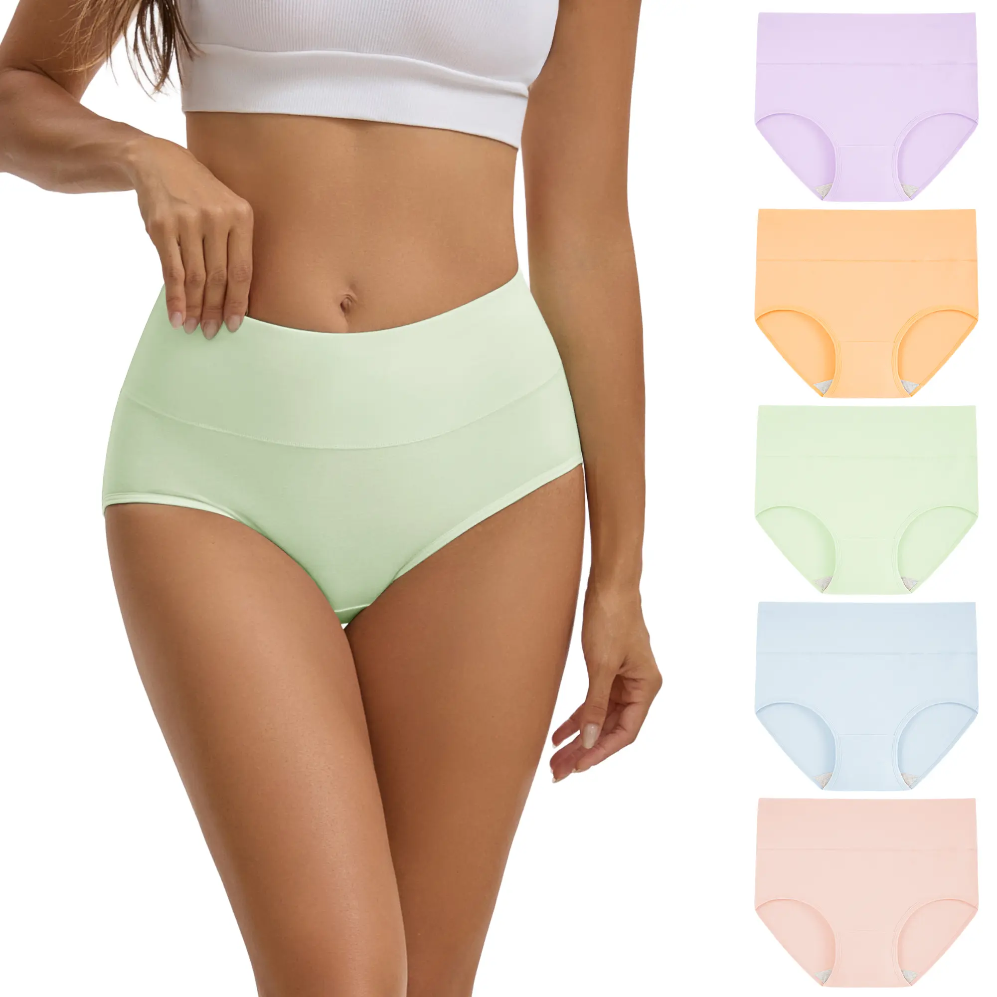 Women's High Waisted Cotton Panties 5-Pack - Image 3