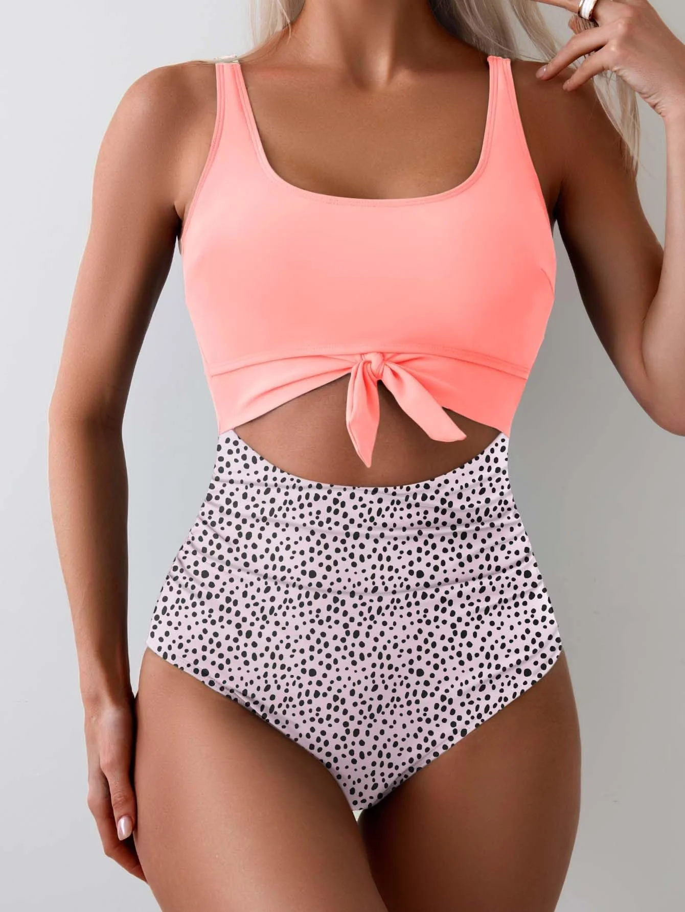 Women's One Piece Tummy Control Cut Out Tie Knot Swimsuit - Image 16