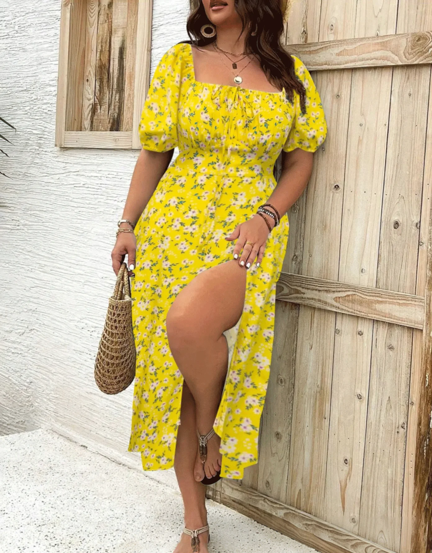 Women's Plus Size Temperament Slimming Split Floral Dress - Image 19