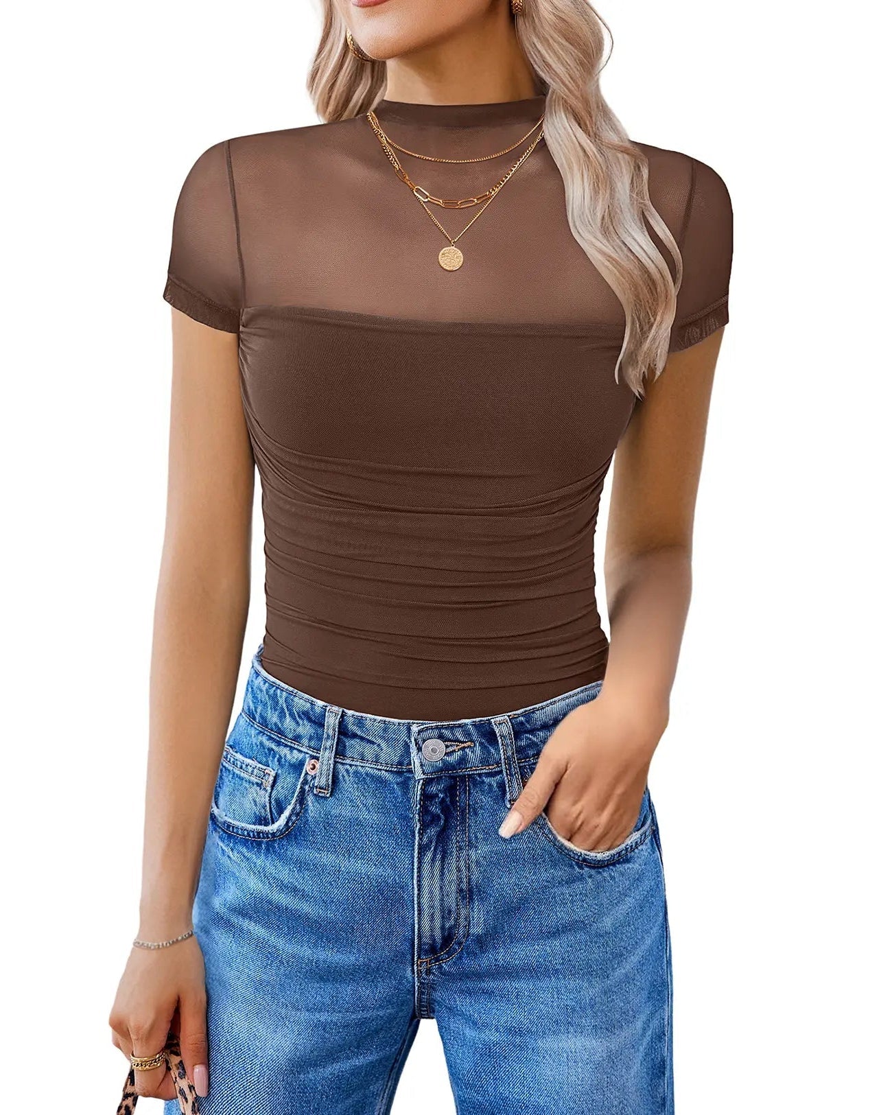 Women's Mesh Short Sleeve Bodysuit - Image 6
