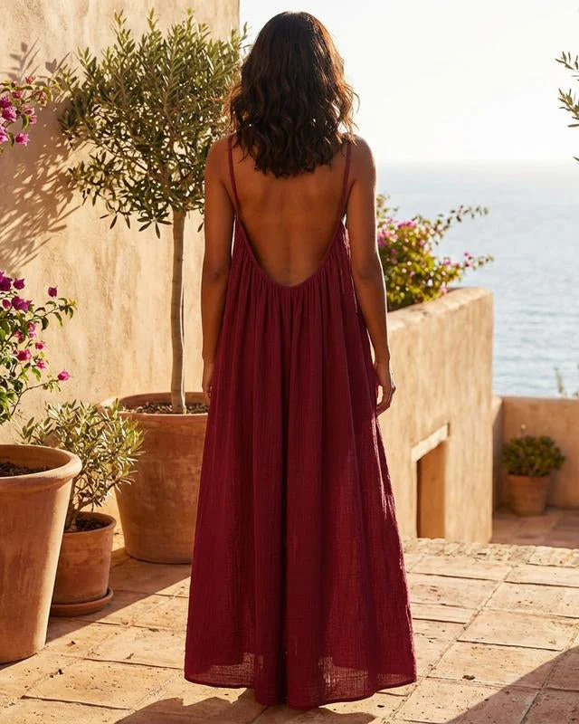 Womens Sleeveless Cami Lounge Maxi Dress Solid Color Sleepwear - Image 6