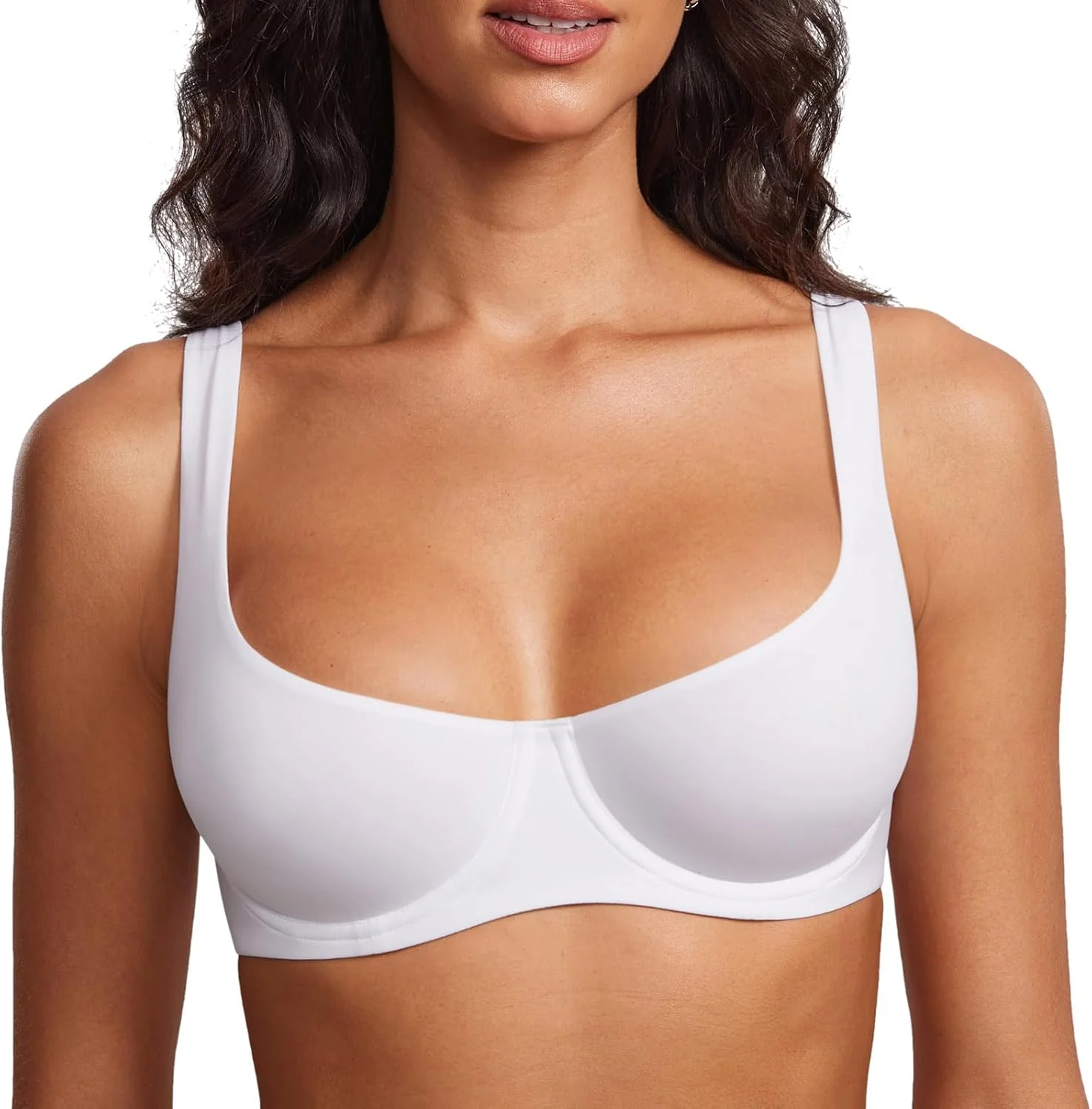 Women's Unlined Balconette Bra Underwire Supportive Plus Size Smooth Scoop Neck - Image 19